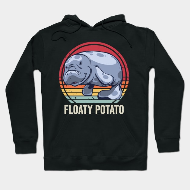 Funny Manatee Cute Floaty Potato Hoodie by Visual Vibes